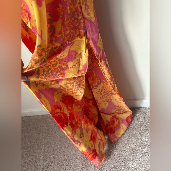 Free People Pink Orange Floral Slip Slit Dress - Picture 2 of 5